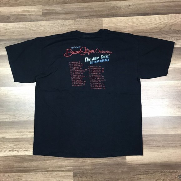 Y2K Brian Setzer Orchestra Concert Tee 2009 Christmas Rocks Tour T-Shirt Mens XL - Picture 2 of 10